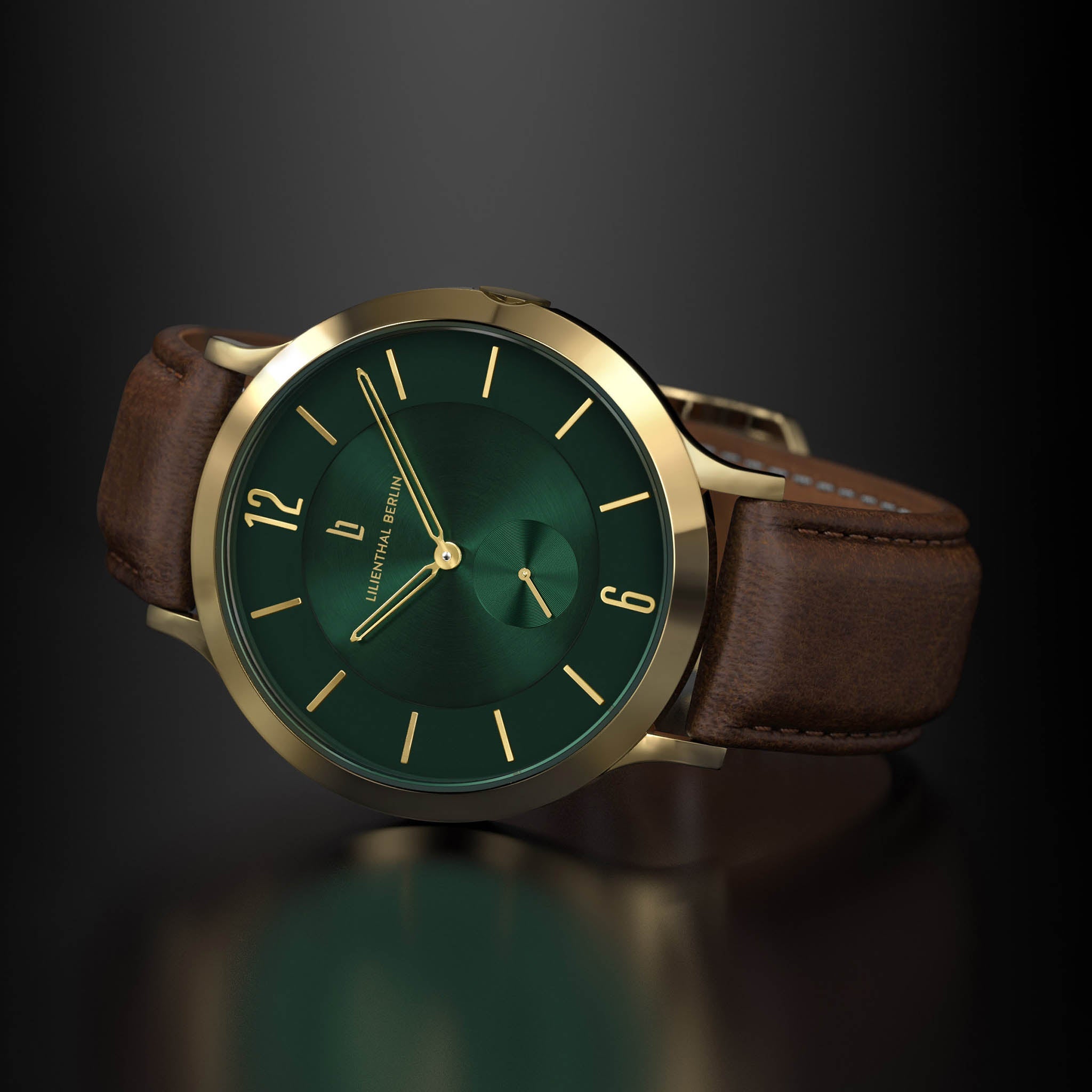 The Classic Gold Green Leather Dark brown – Lilienthal Berlin