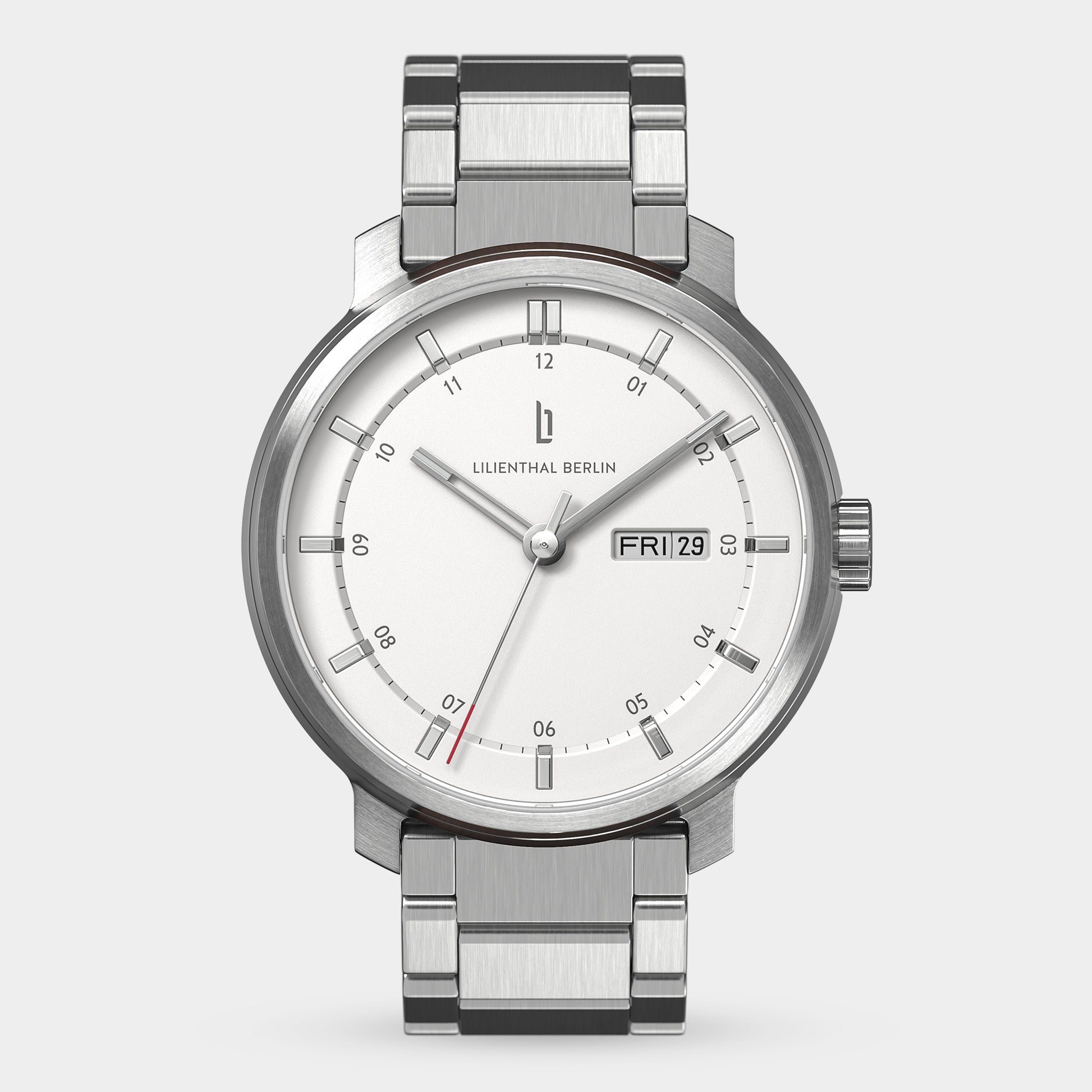 Neolux Day Date Silver White Stainless steel Silver Brushed