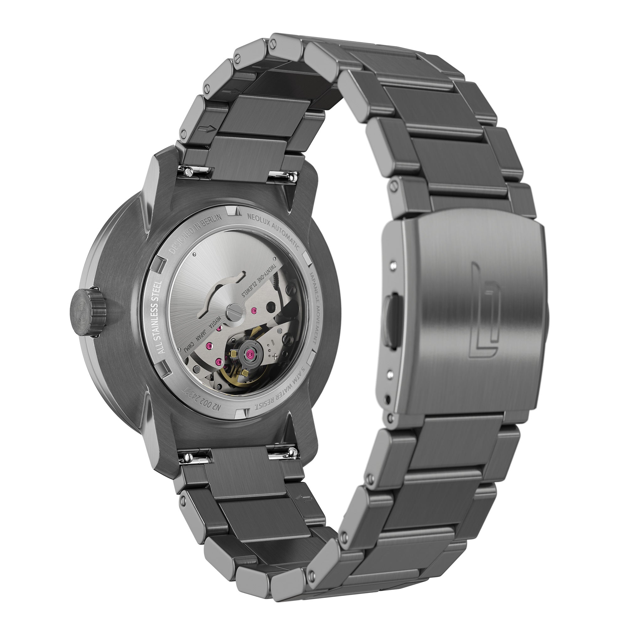 Neolux Day Date Dark Silver Blue Stainless steel Anthracite