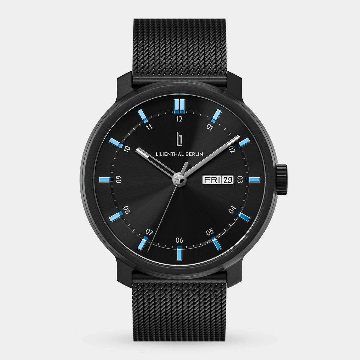 Lilienthal Berlin Neolux Day Date Black Blue Leather Black Ndash Lilienthal Berlin North America