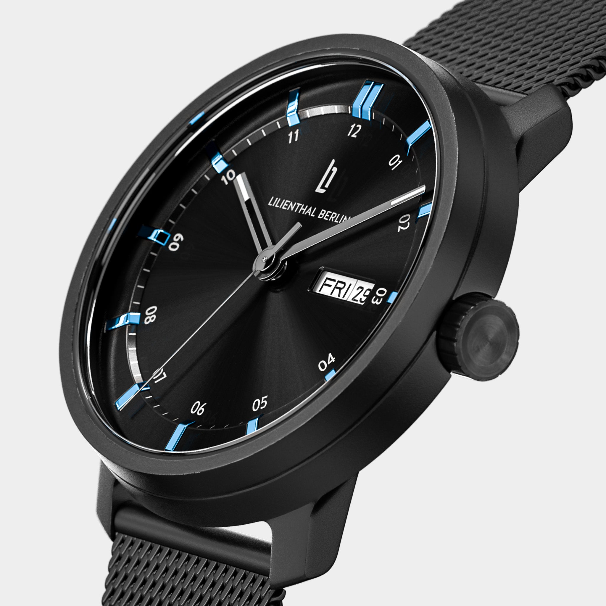 Neolux Day Date Black Blue Mesh Black Matte – Lilienthal Berlin