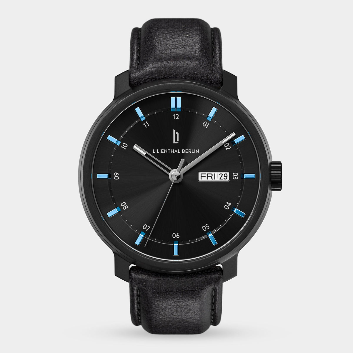 Lilienthal Berlin Neolux Day Date — Galvanized Surface, Superluminova Details