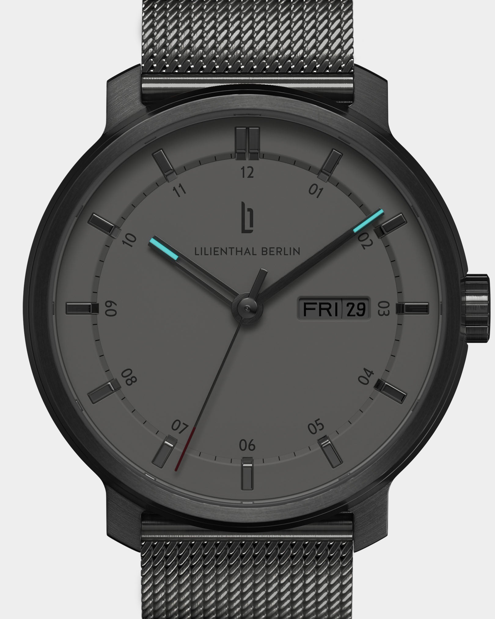 ルリアン  Neolux Day Date Dark Silver Blue Mesh Anthracite Brushed