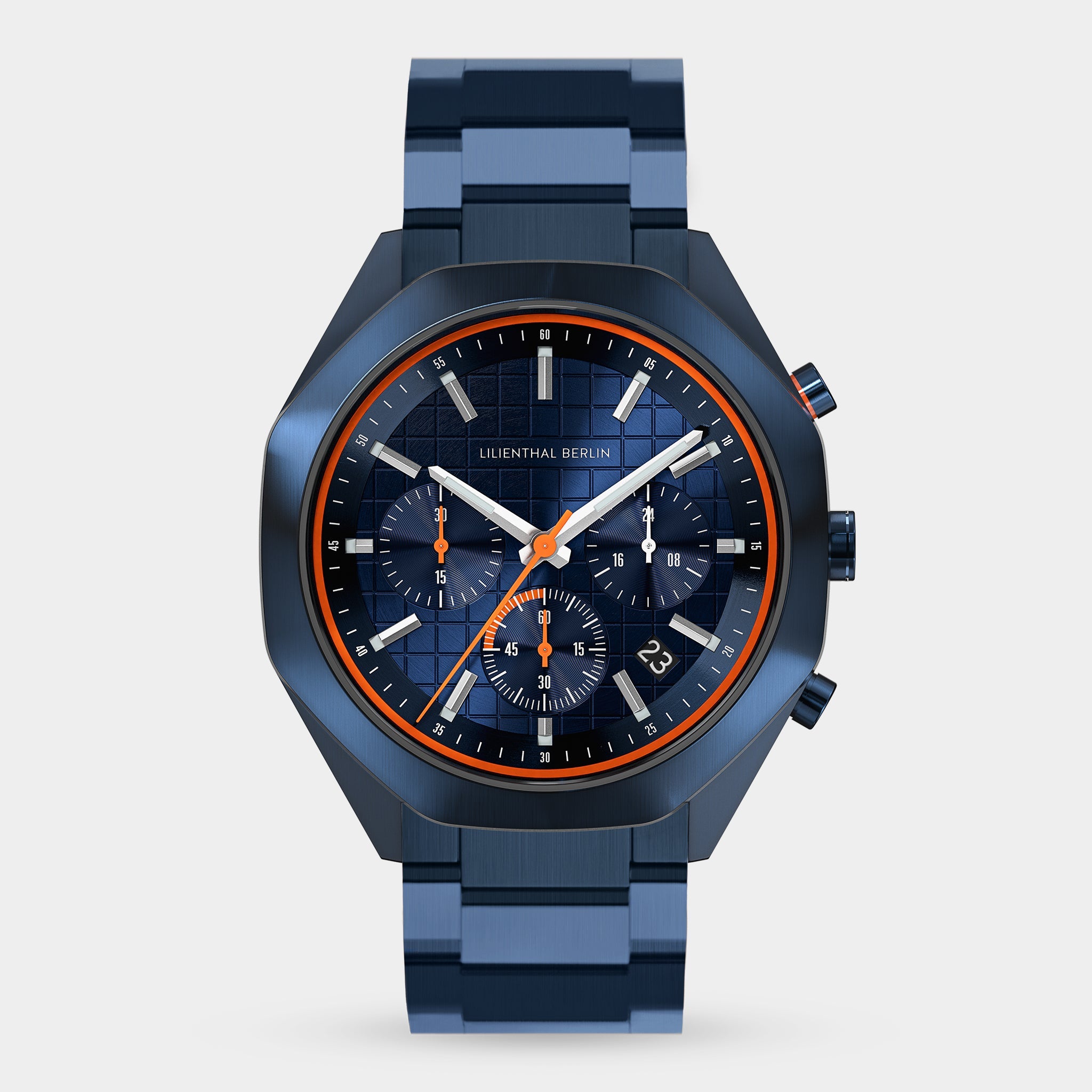 Octachrono Blue Orange Stainless steel Blue Brushed – Lilienthal