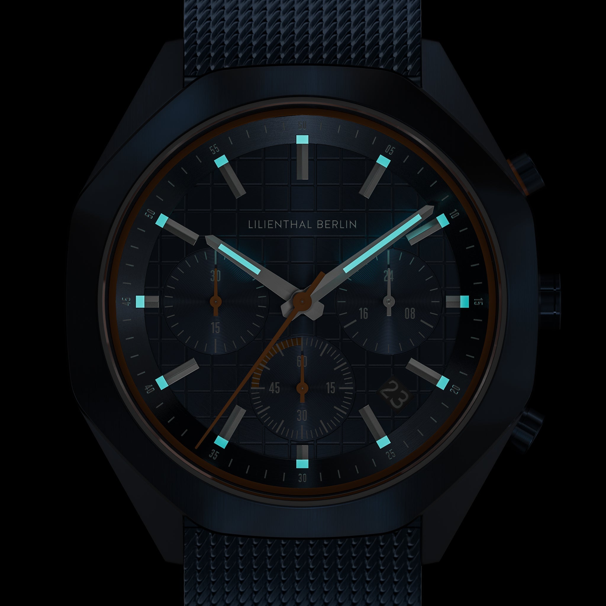 Octachrono Blue Orange Stainless steel Blue Brushed – Lilienthal