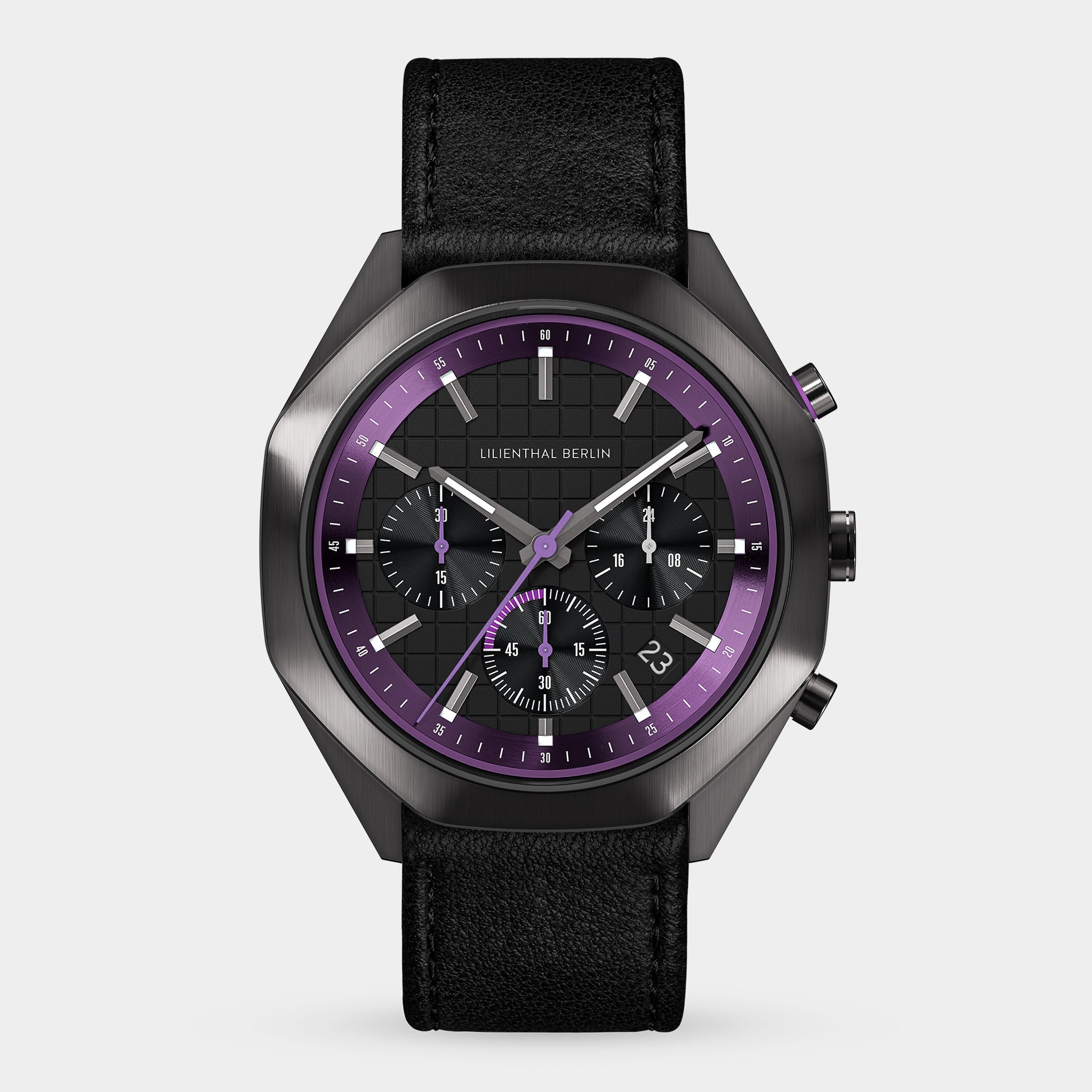 Octachrono Dark Silver Purple Stainless steel Anthracite Brushed
