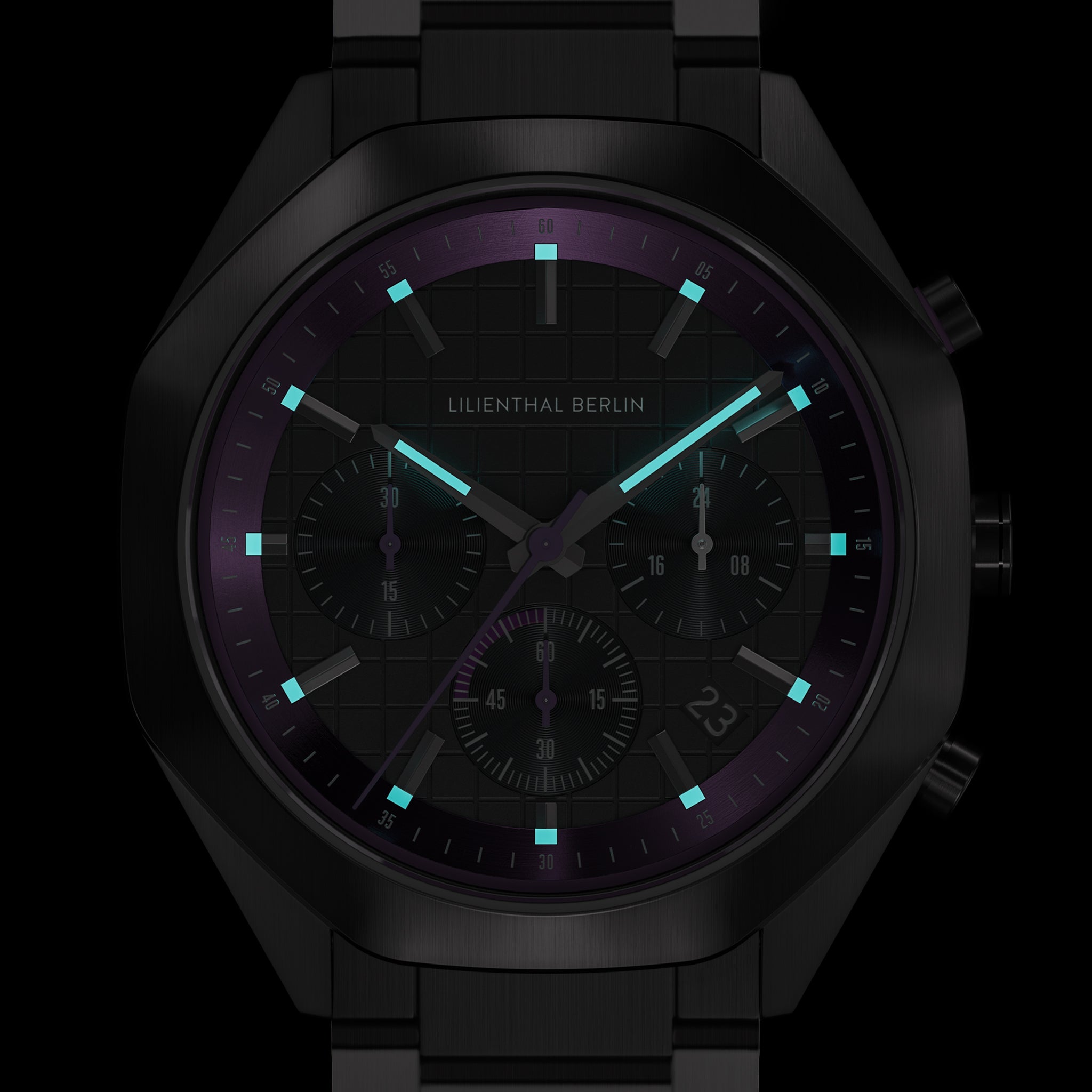 Octachrono Dark Silver Purple Stainless steel Anthracite Brushed