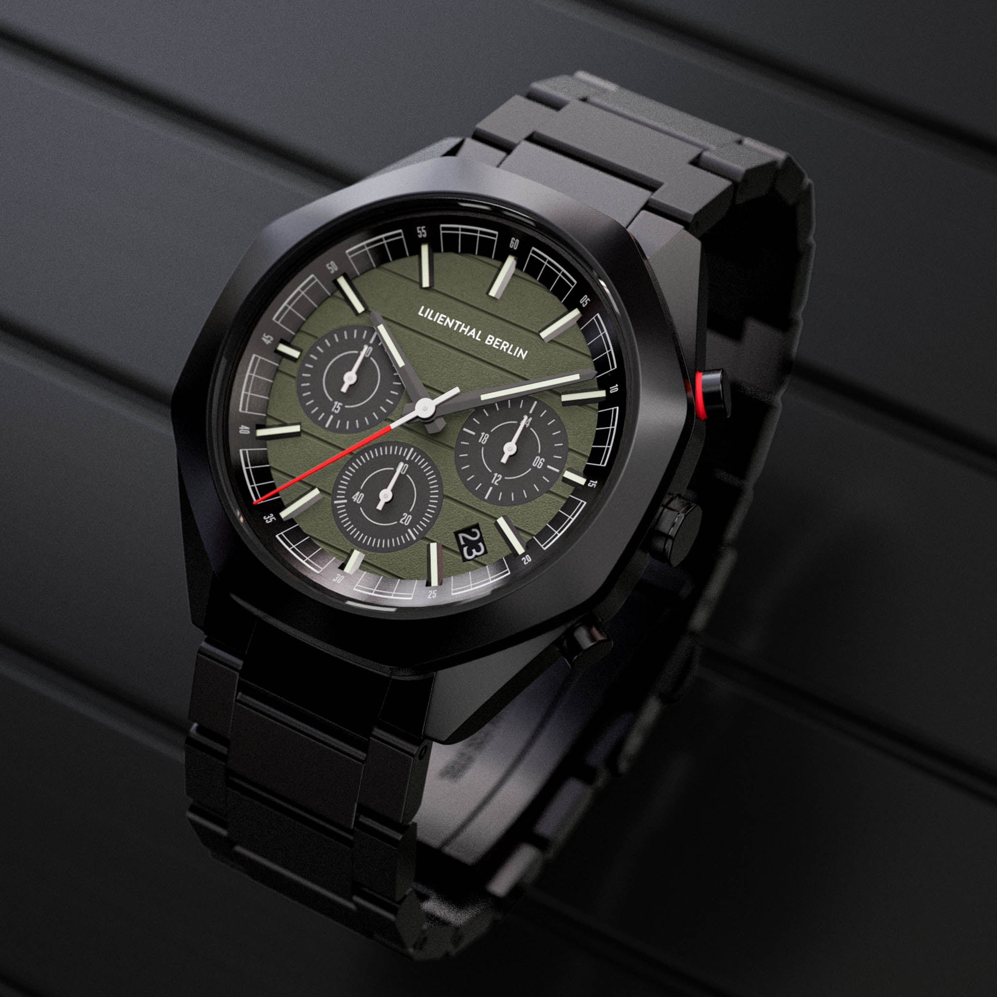 Octachrono Black Olive Stainless steel Black Matte – Lilienthal