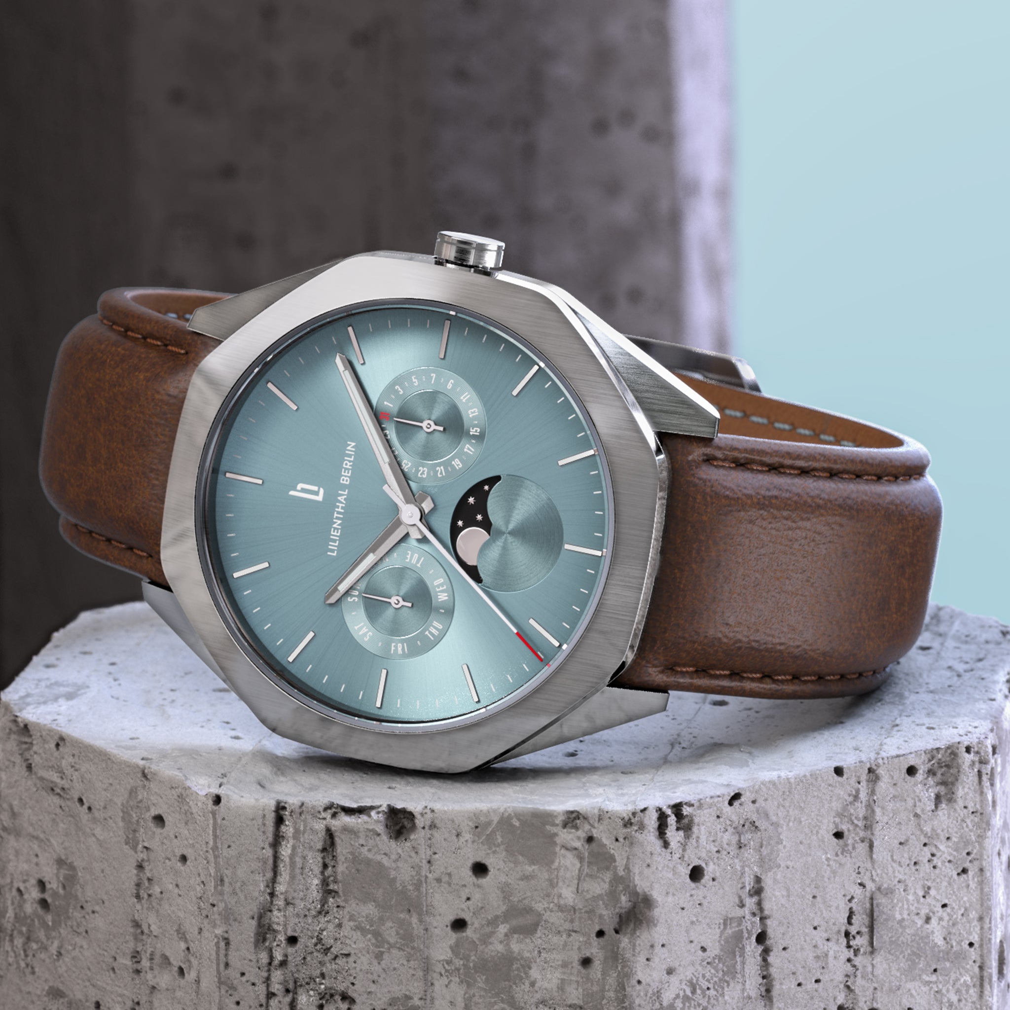 Octamoon Day Date Silver Ice Blue - Lilienthal Berlin