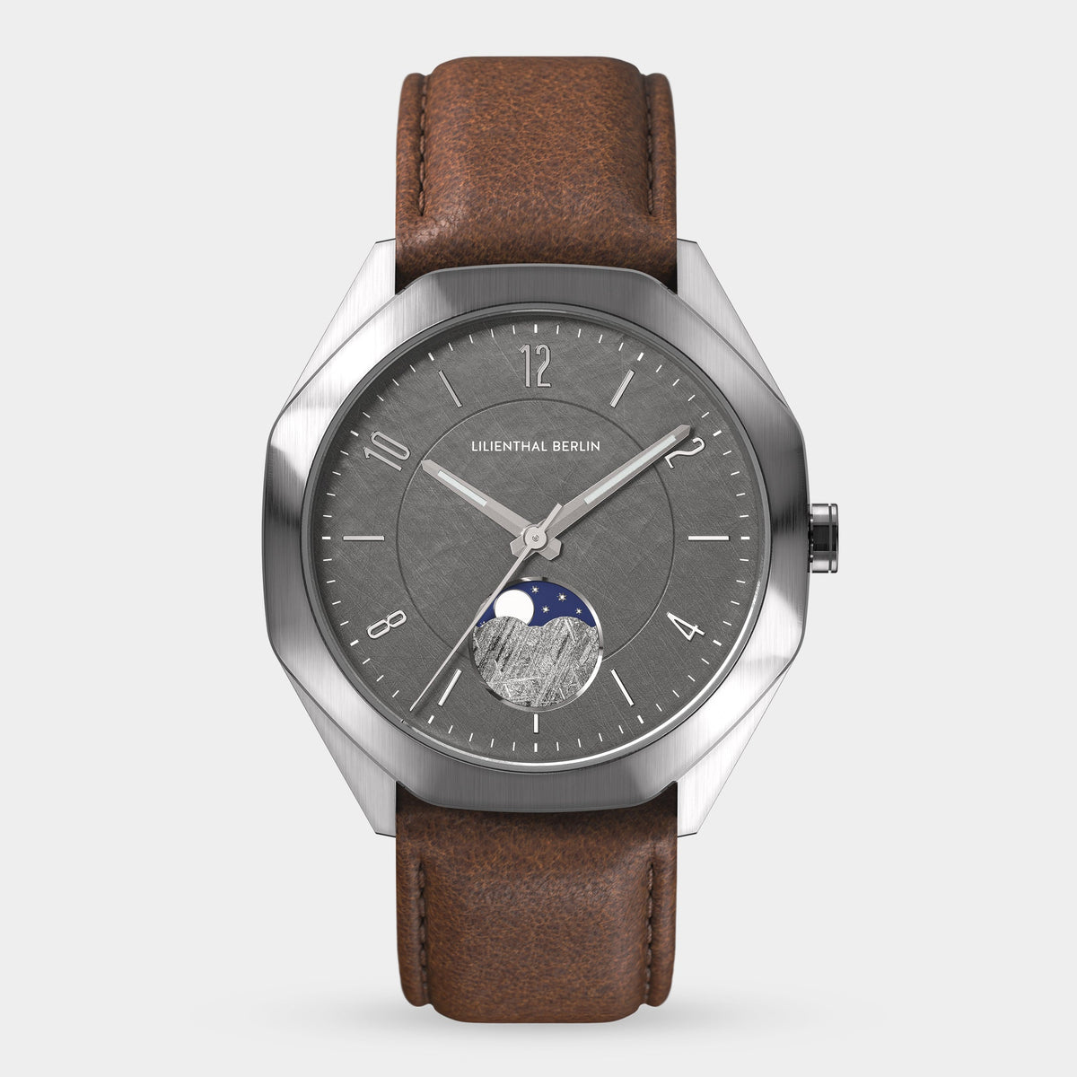Lilienthal Berlin Octamoon Meteorite I Leather Brown Ndash Lilienthal Berlin North America — Meteorite Inlay, Applied Indices, Superluminova Hands