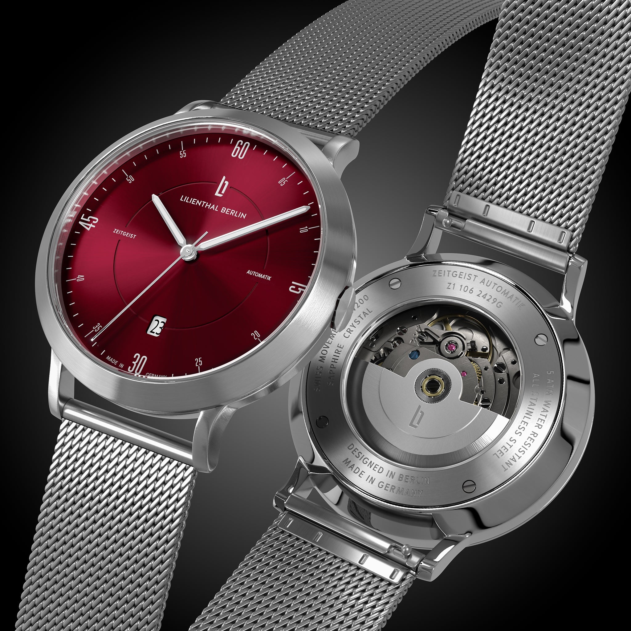 Zeitgeist Automatik Silver Bordeaux Mesh Silver Brushed
