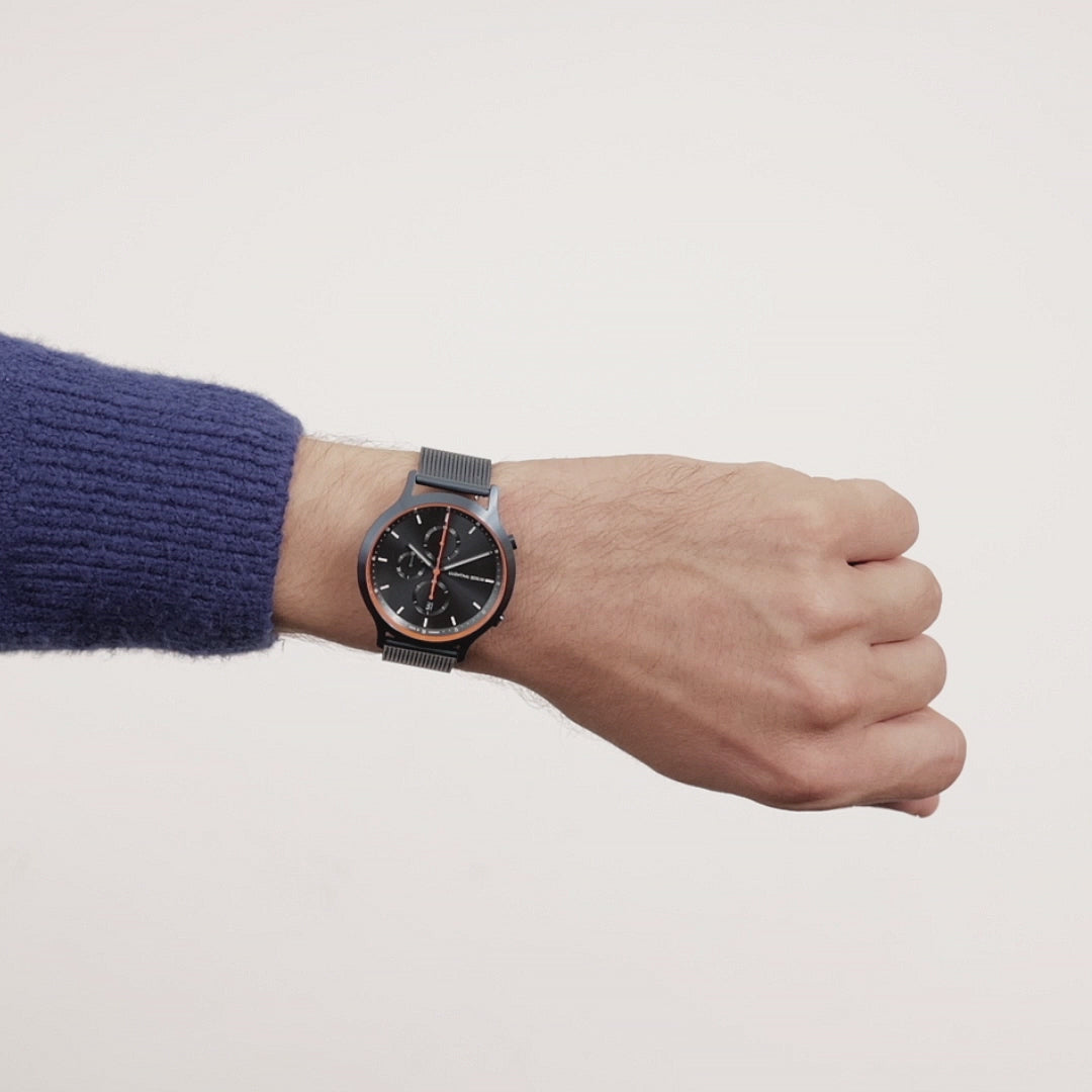 Chronograph Blue Orange Stainless steel Blue Brushed – Lilienthal