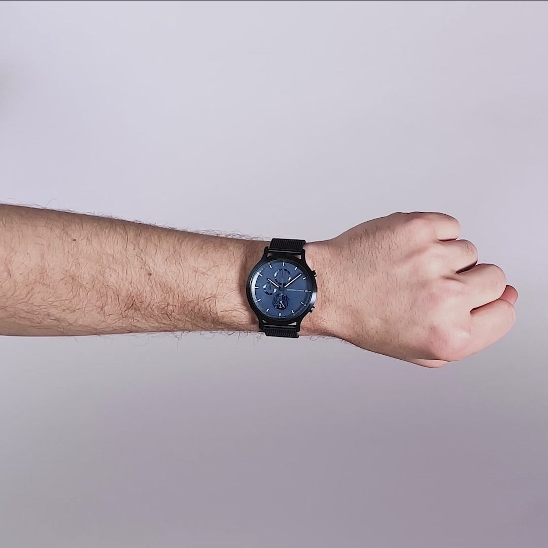 Chronograph Meteorite II Mesh Blue Brushed – Lilienthal Berlin